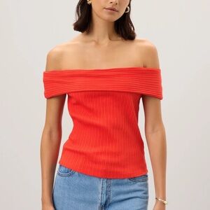 NWT Madewell Ribbed Off The Shoulder Top Red (Size M)